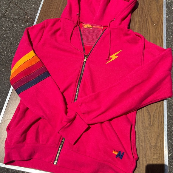 Aviator Nation Tops Aviator Nation Unisex Zip Hoodie In Faded Red